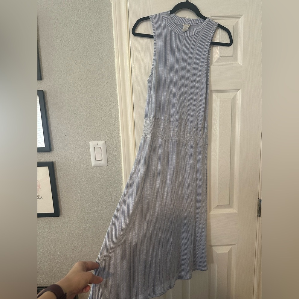 Caution To The Wind Blue Stripe High Neck Sundress